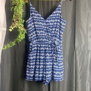 One clothing Mini Navy Boho Romper Dress